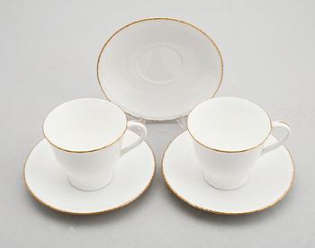 TEKOPPAR MED FAT, 23 st, porslin, Rörstrand, tidigt 1900-tal.