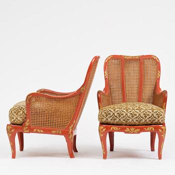 Carl Malmsten, a pair of Swedish Grace armchairs, cabinetmaker Albin Johansson, Stockholm, for Villa Kvikkjokk, 1927-28.