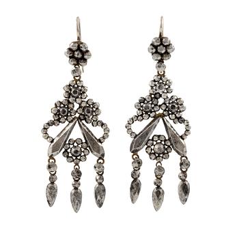 480A. Earrings, a pair, with so-called steel diamonds, 19th century.