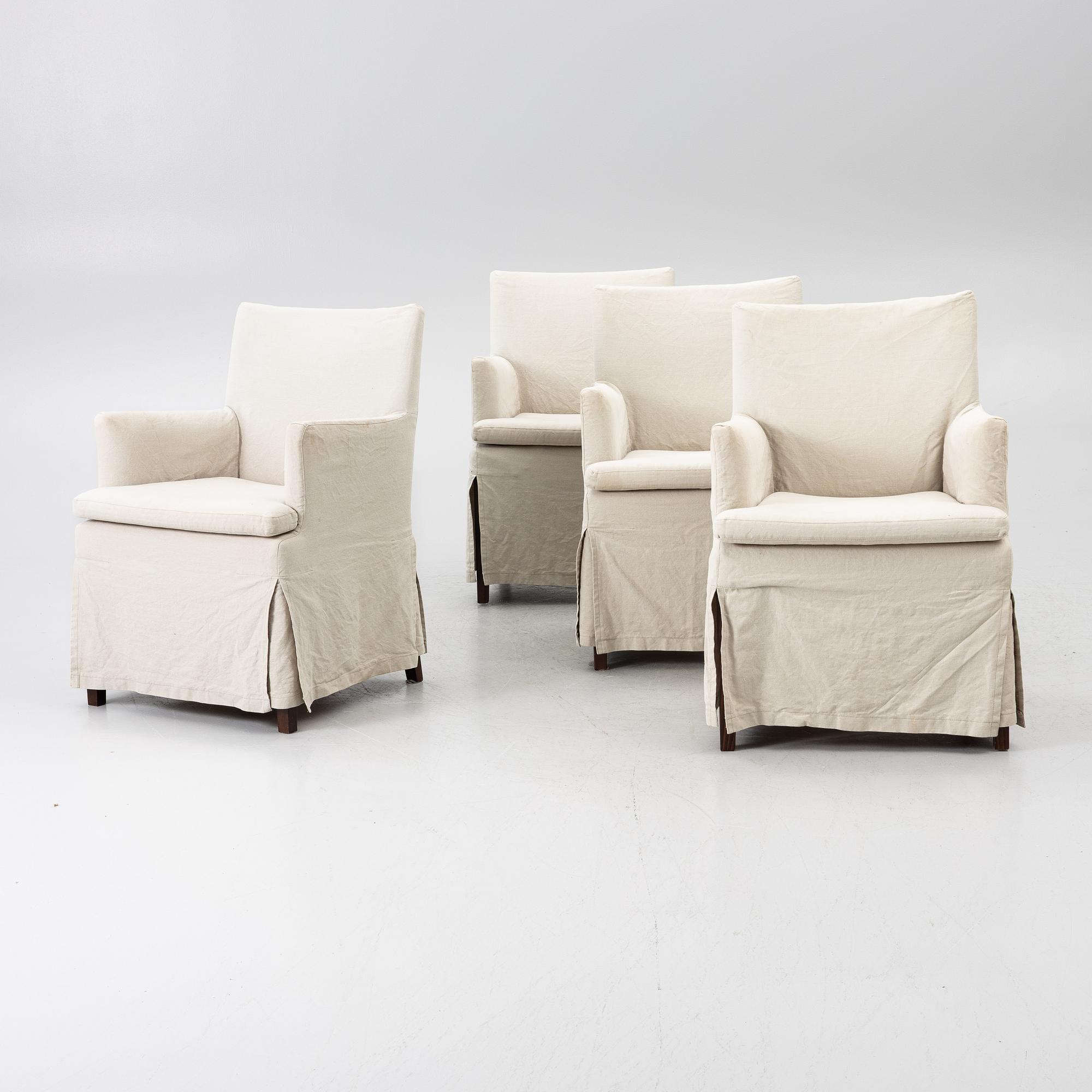 Armchairs, 4, contemporary, purchased from Walles & Walles.