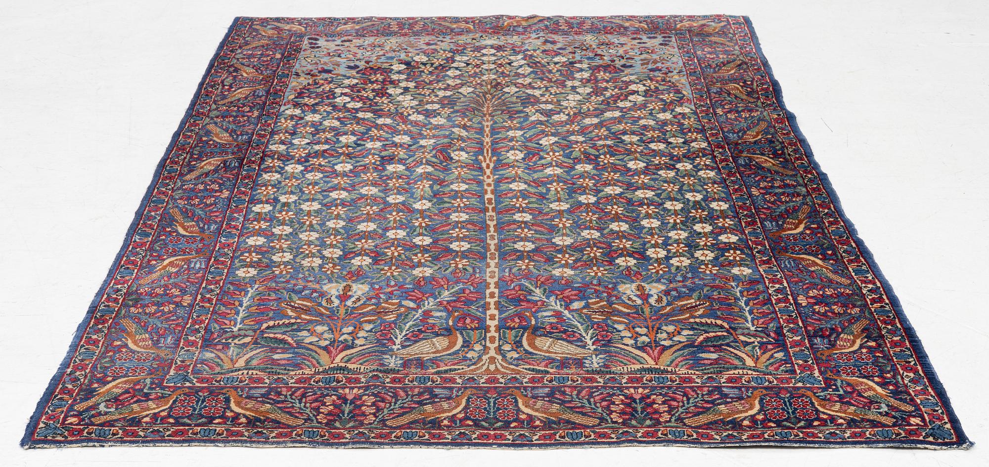 Matta, figural, "Livets träd", semiantik, 220x140 cm.