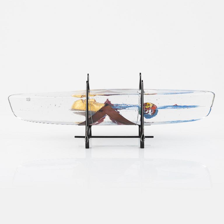 Bertil Vallien, 'Voyage XVIX', a unique cast glass sculpture of a boat, Kosta Boda, Sweden.