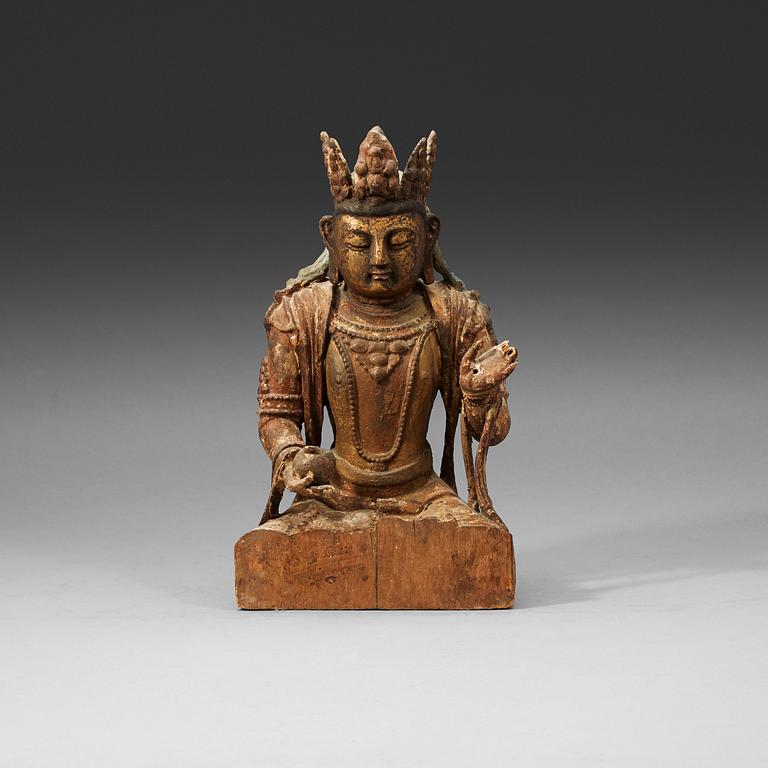 BODHISATTVA, trä. Mingdynastin (1368-1644).