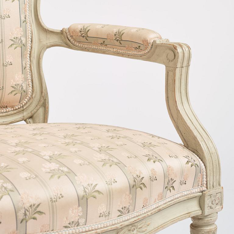 A pair of Gustavian armchairs, Stockholm, second part of the 18th century.