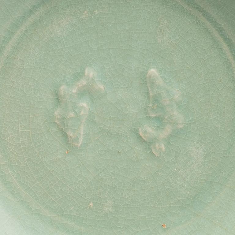 A Longquan celadon twin fish dish, Southern Song dynasty (1127-1279).