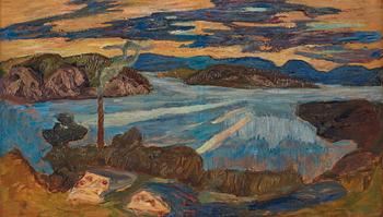 Helmer Osslund, Landscape with mountains and water.