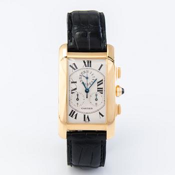 A Cartier Tank Tank Américaine Complications Chronograph YG wrist watch 40 (45) x 36 mm.