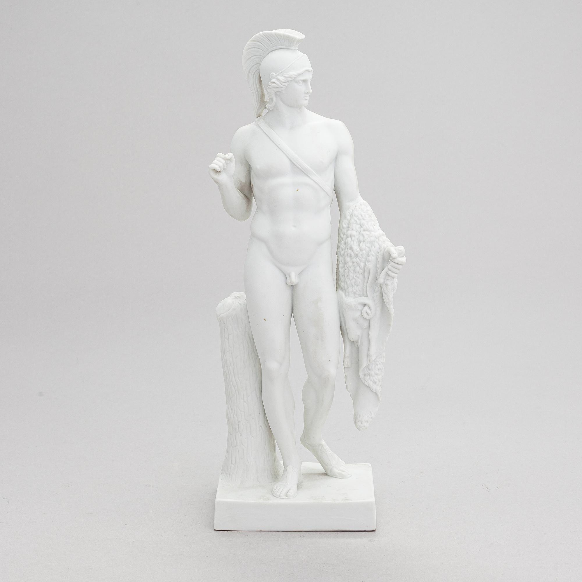 Bertel Thorvaldsen, after. A porcelain sculpture, "Jason with the Golden Fleece", Bing & Gröndahl, Denmark.