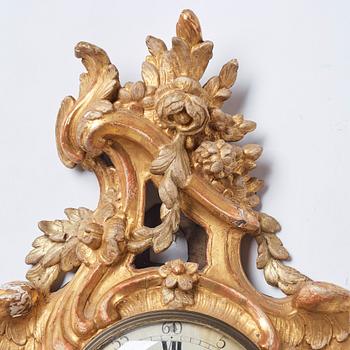 A Swedish Rococo 18th century wall clock by I. Ekström.