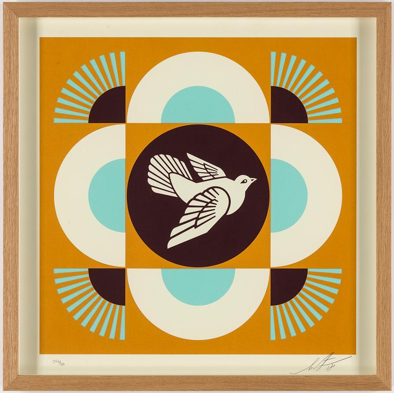 A Shepard 'Obey' Fairey triptych seriegraph, signed and numbered 246/300.