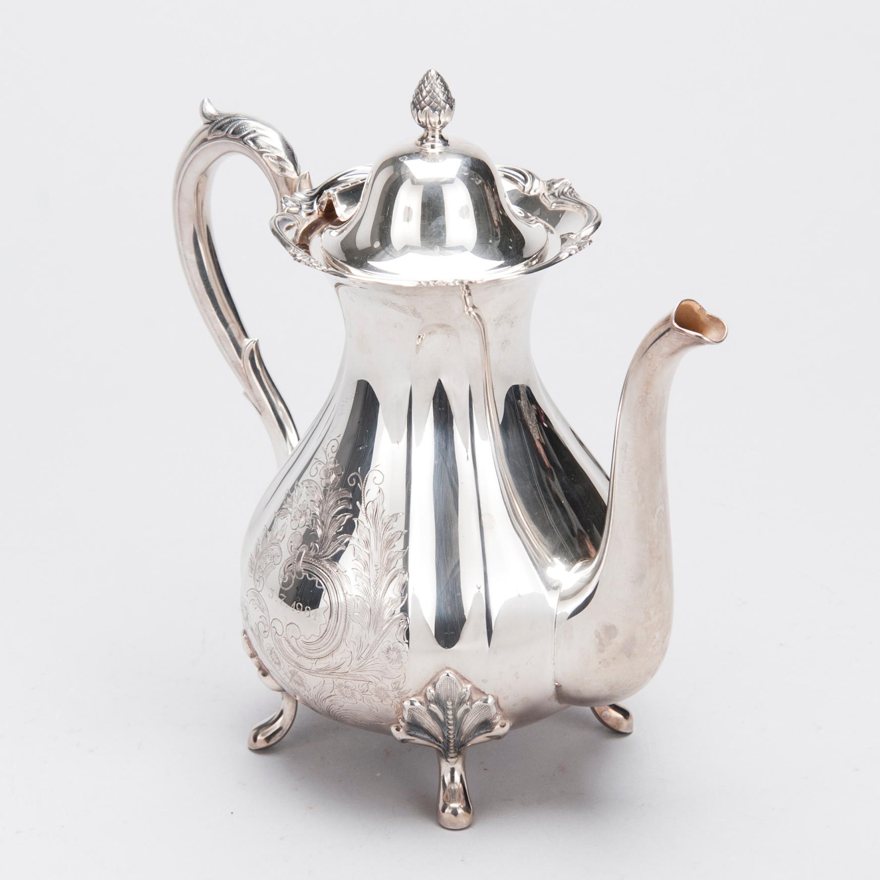 KAFFESERVIS, 3 delar, silver, Kultakeskus, Tavastehus 1970. Tot. vikt ca 1268 g.