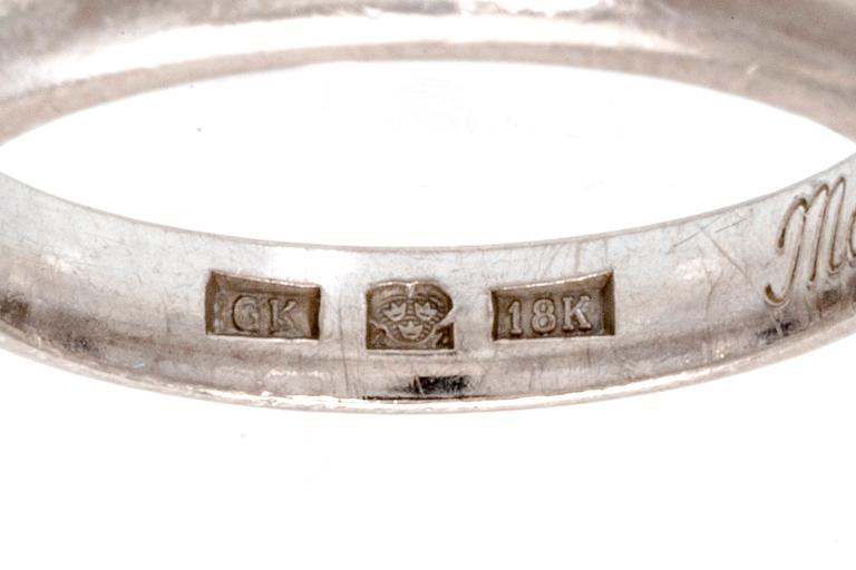 Ring solitär 18K vitguld och briljantslipad diamant, Kaplans, GIA dossier medföljer.