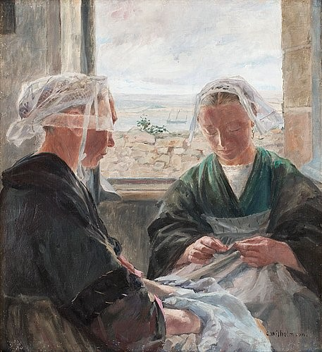 Carl Wilhelmson, ”Segelsömnad" (Mending the sails).