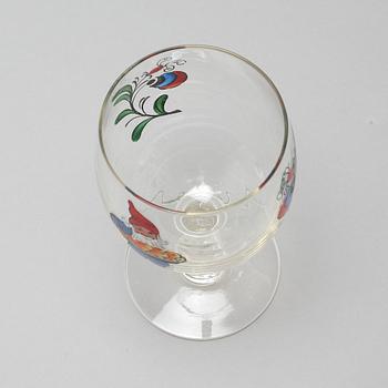 Six wine glass and four schnapps glass from the 20th century.