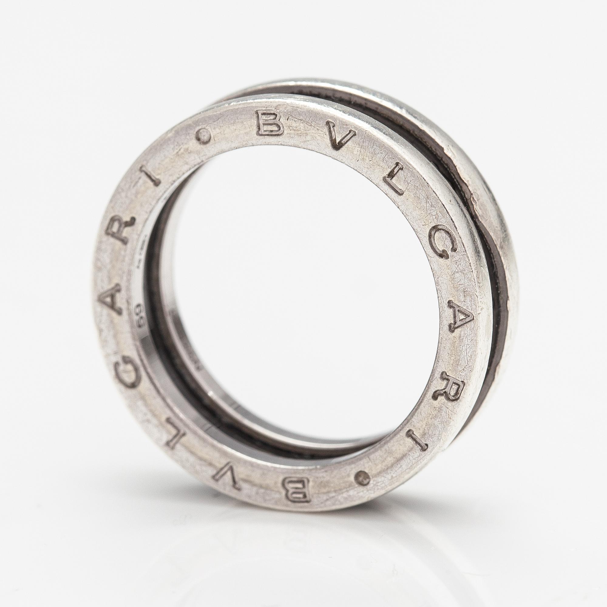 Bulgari, Ring, "Save the Children", sterlingsilver, keramisk dekor. Italien. Märkt N98E9P, Made in Italy.