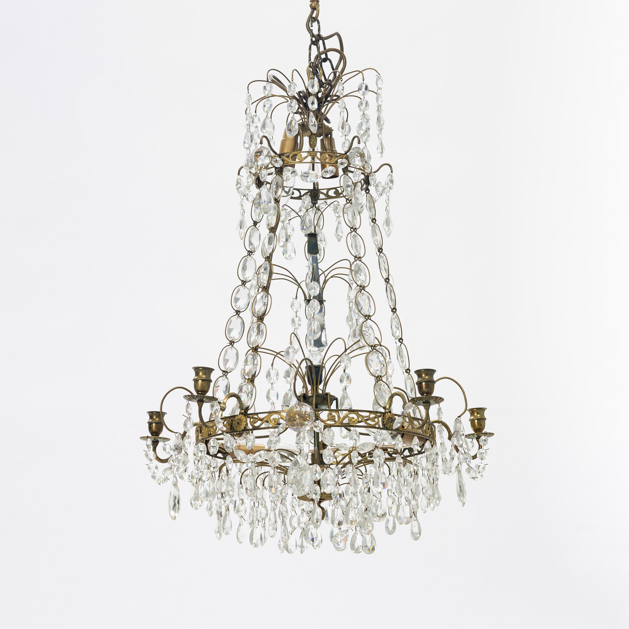 A Gustavian style chandelier, mid 20th Century.