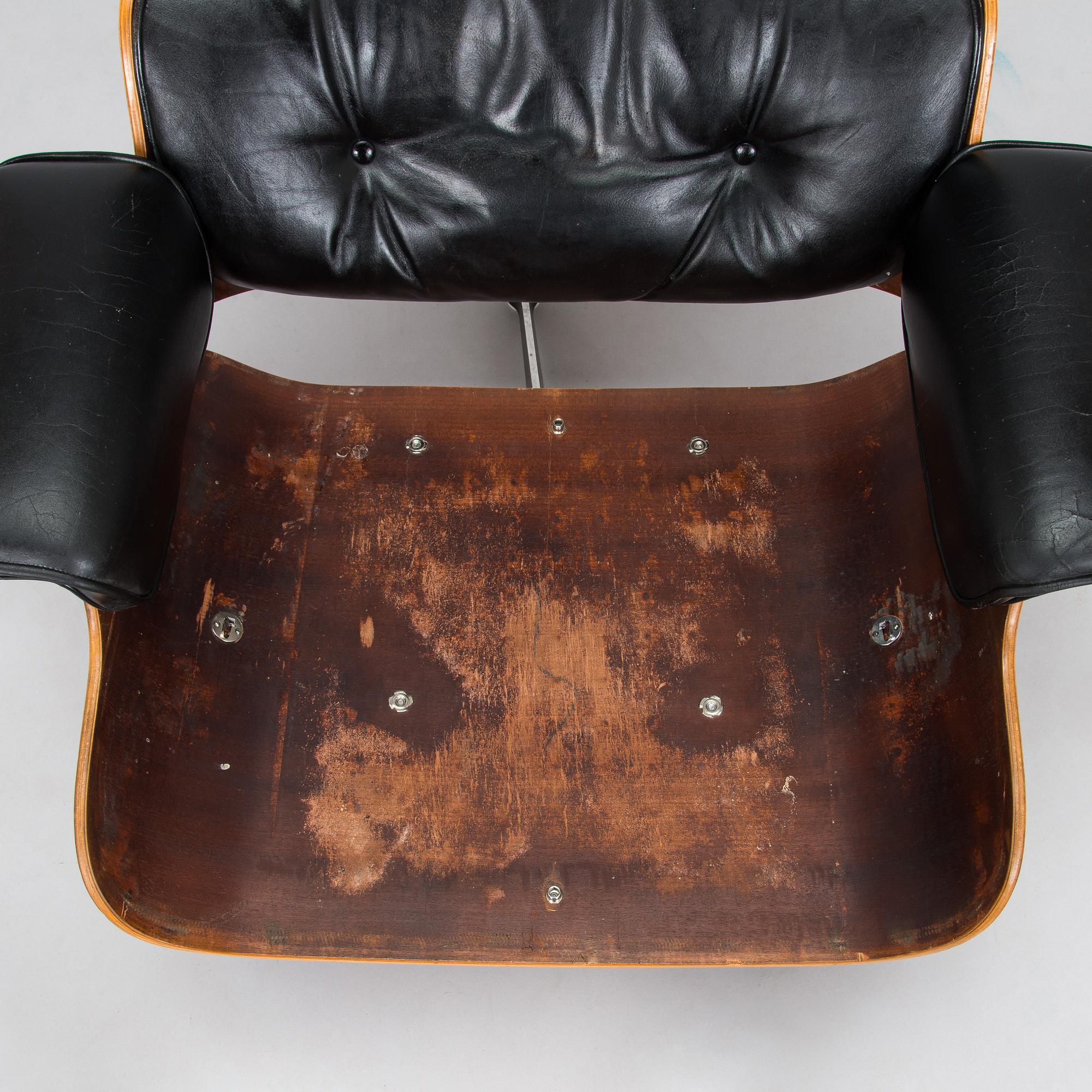 Charles and Ray Eames, a 1960s 'Lounge chair' and stool for Herman Miller.