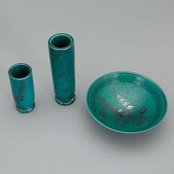 SKÅL samt VASER, 1+2, "Argenta", Wilhem Kåge, Gustavsberg.