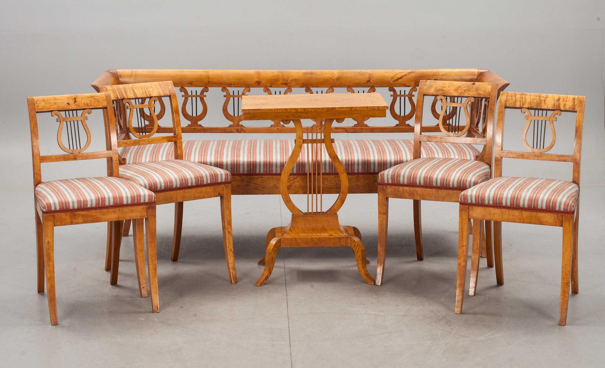 SALONGSMÖBLEMANG, 6 delar, Karl Johan, 1800-tal.