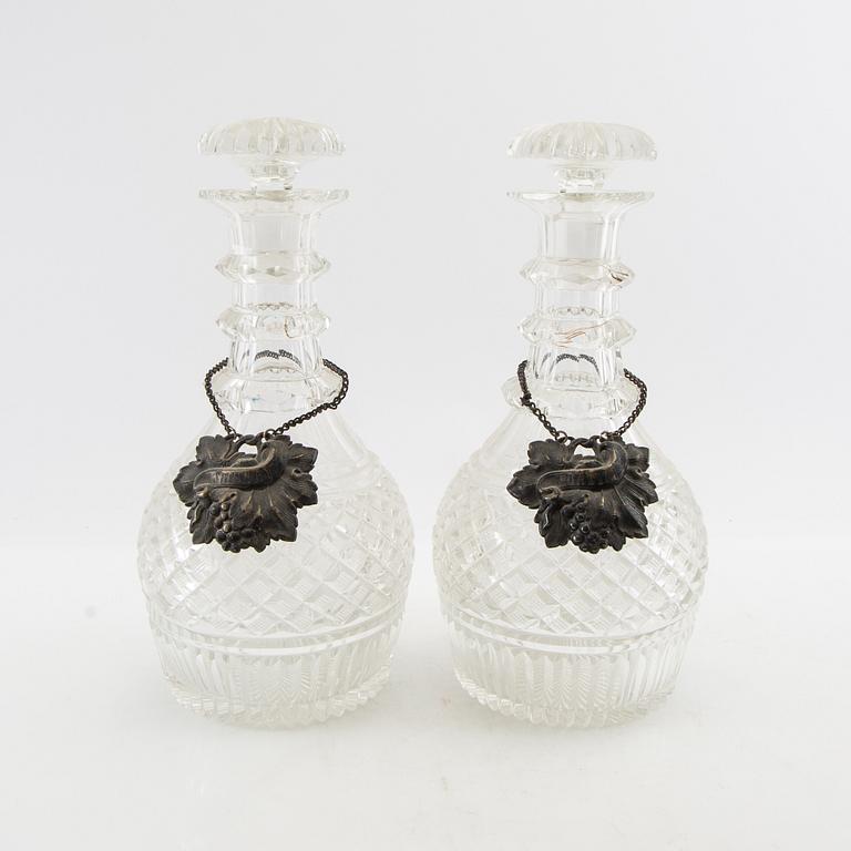 Decanters, a pair of early 20th century cut glass.