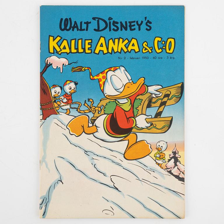 Serietidningar, "Kalle Anka & Co", 14 st, komplett årgång 1950.