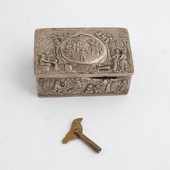 A German rococo style silver-plate music box, 19th century.