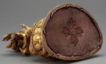 MANJUSRI, förgylld brons, Nepal ca 1900.