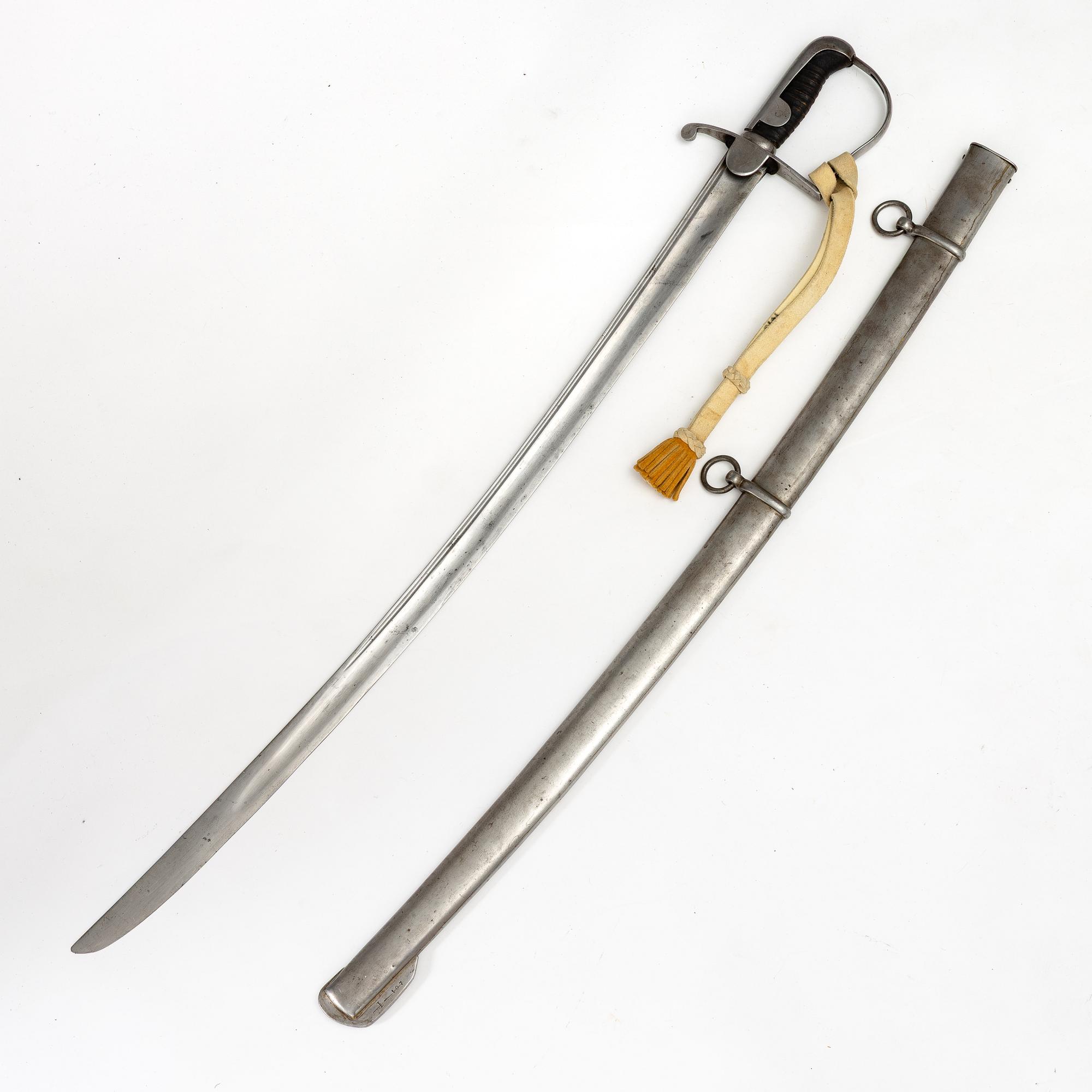Saber, Swedish, 1831 artillery pattern, with scabbard.