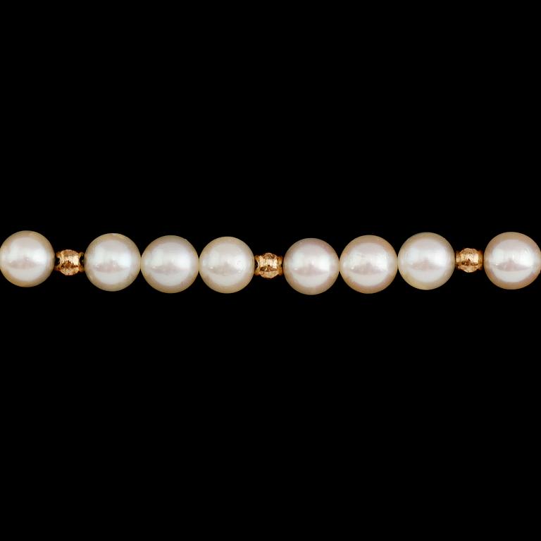 ARMBAND, 14 k guld, odlade pärlor.