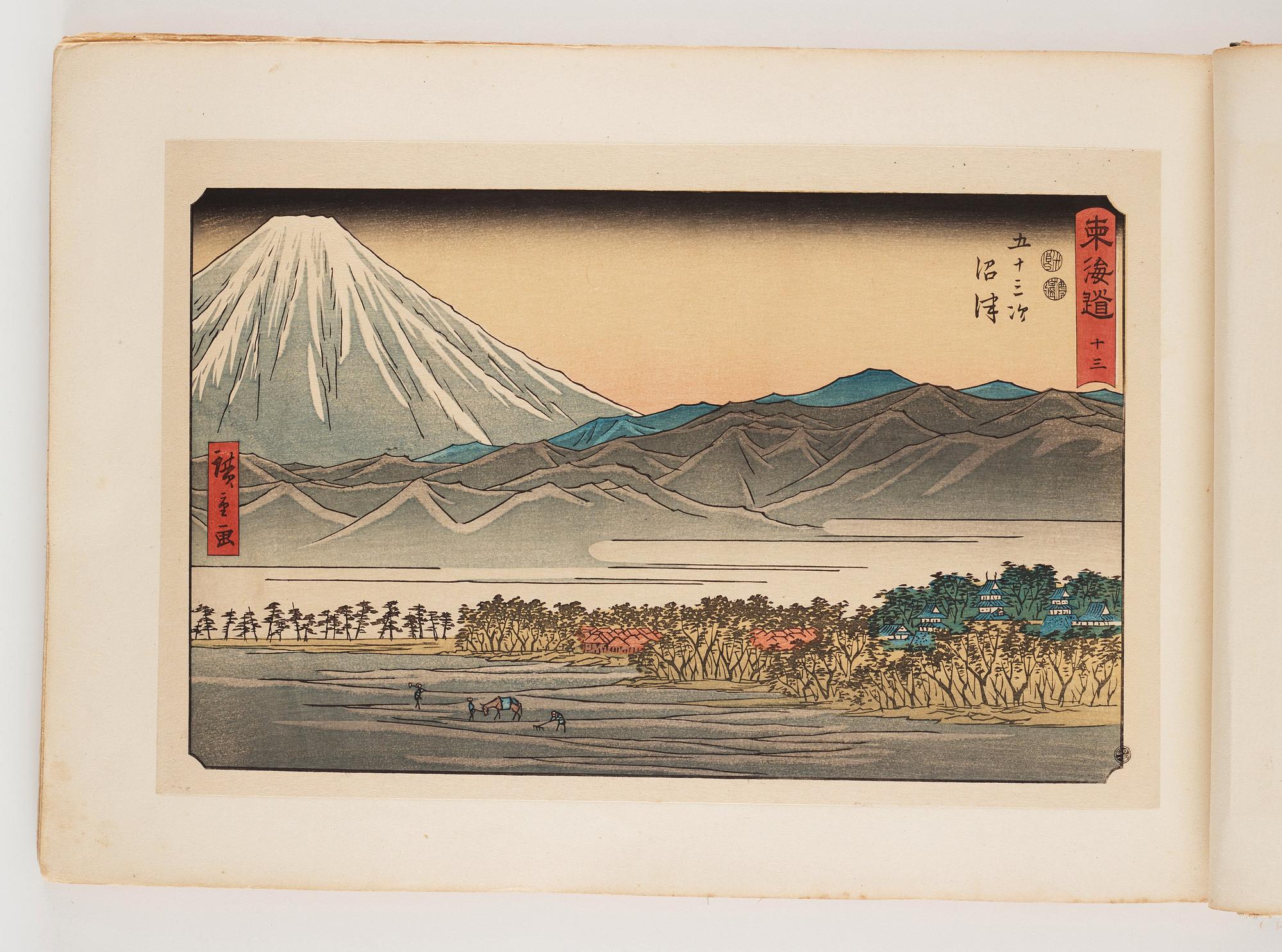 An album with Japanese woodblock prints after Ando Utagawa Hiroshige (1797-1858), mid 20th Century. (37 prints).