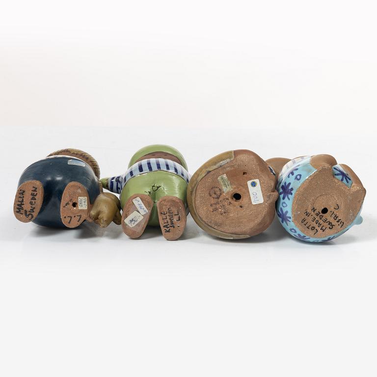 Lisa Larson, Figurines, 4 pcs, stoneware, from the “Larsons ungar” series, Gustavsberg.