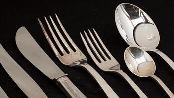 BESTICKUPPSÄTTNING, 88 delar, silver, "Diplomat", GAB. 1970-tal. Total vikt ca 3030 gram(inkl rostfria stålblad).