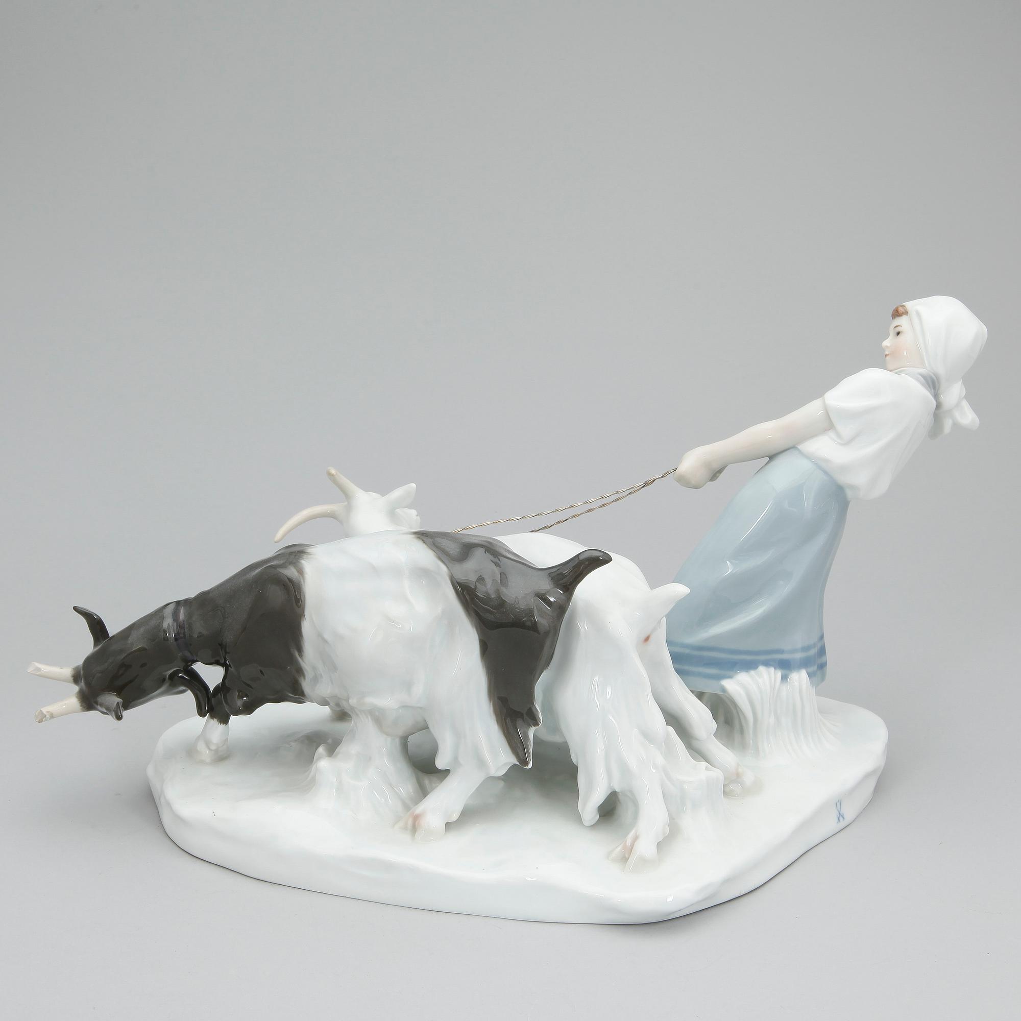 FIGURIN, porslin samt ståltråd, Meissen, 1900-tal.