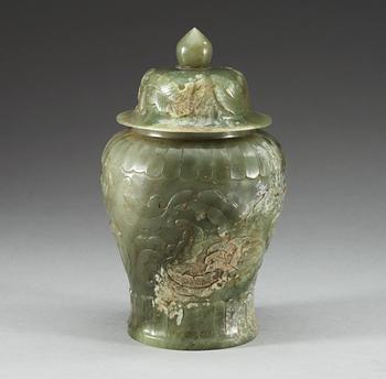 A carved nephrite vase, China.