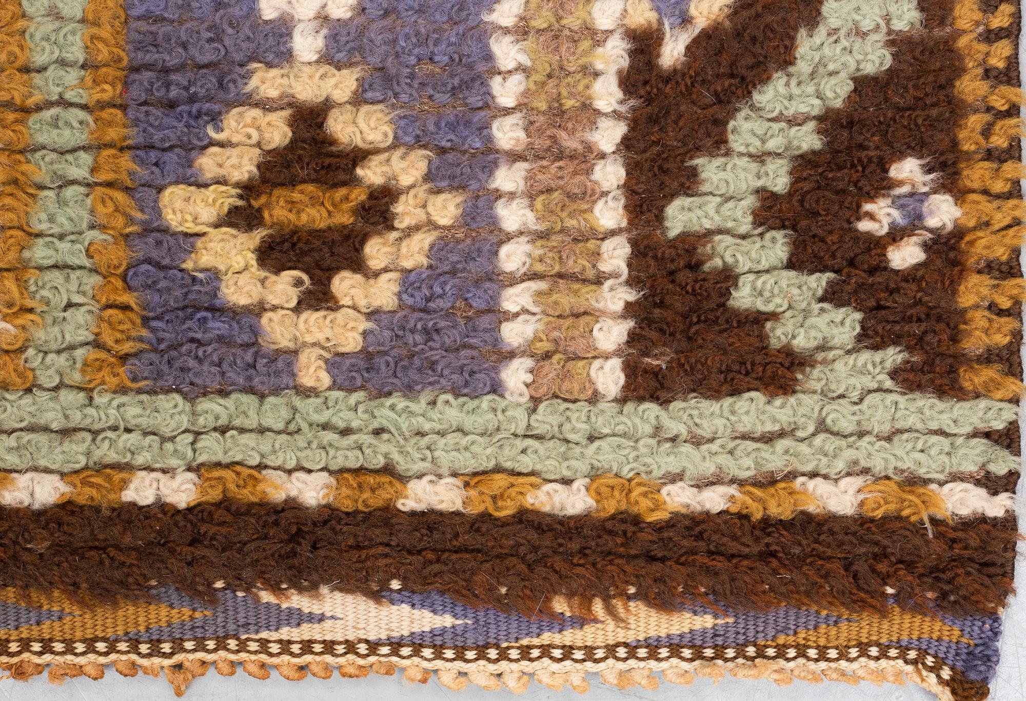 Märta Måås-Fjetterström, a carpet, "Blå randig", knotted pile, ca 141,5-143 x 83-85 cm, signed MMF.