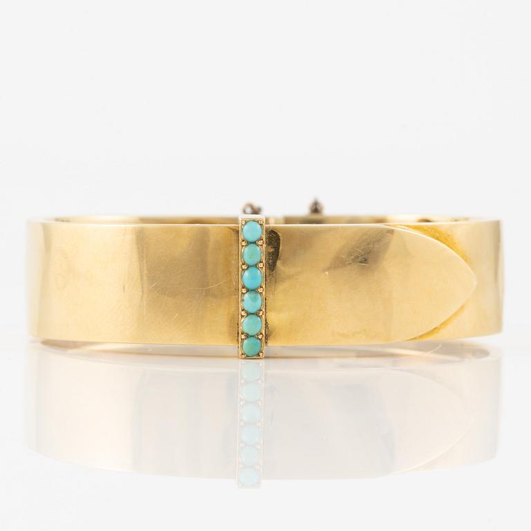 Bracelet 18K gold with turquoises.