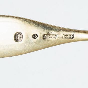 Anton Michelsen, Annual/Christmas spoons, 6 pcs, gilt sterling silver and enamel, Denmark, 1960s.