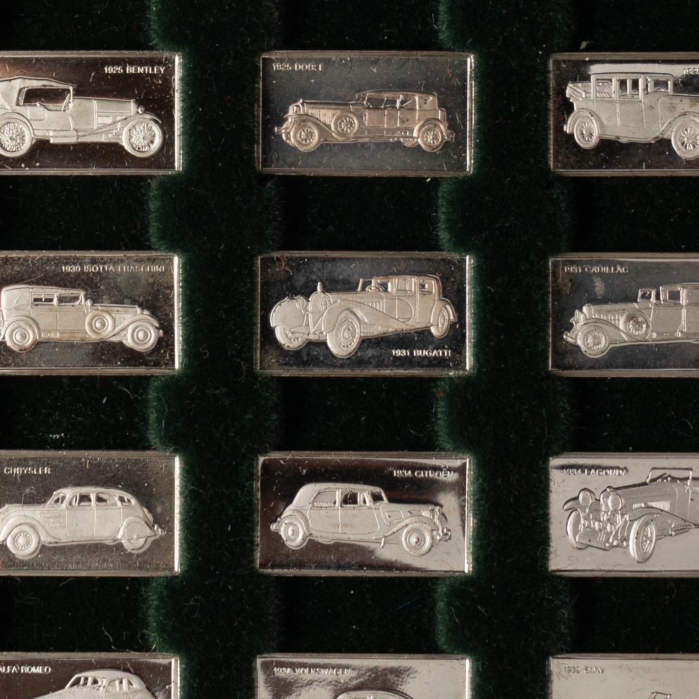 Franklin Mint, miniatures, 100 pcs, sterling silver, "The 100 Greatest Cars", 1975.