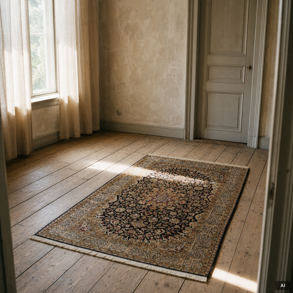 A Ghom, silk rug, c. 162 x 102 cm.