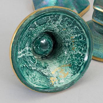 JOSEF EKBERG, ljusstakar 2+3 st, flintgods, Gustavsberg, 1920-/30-tal.