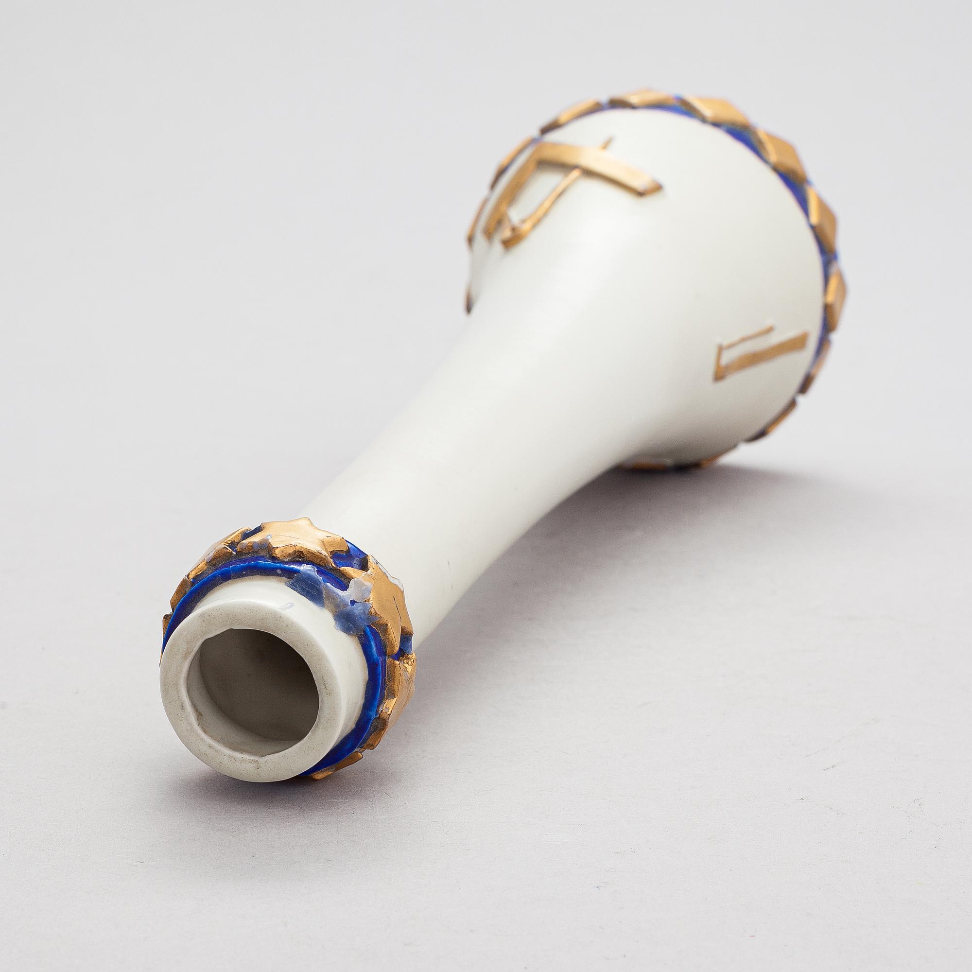 Taisto Kaasinen, a ceramic vase with Masonic symbols, signed Kaasinen Arabia Finland.