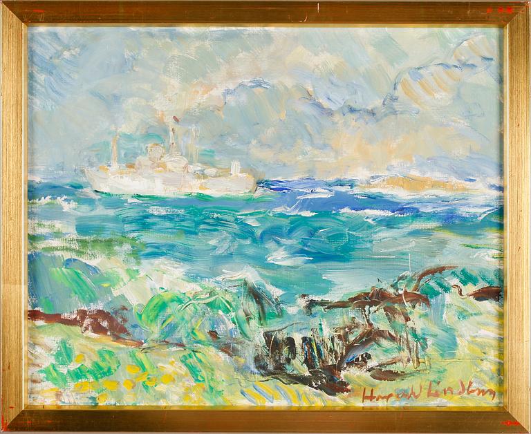 HARALD LINDBERG, olja på pannå, signerad.