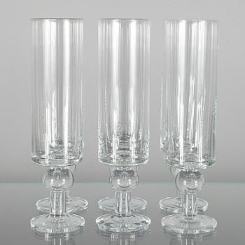 CHAMPAGNEGLAS, 6 kpl, "Petri" design Oiva Toikka, Notsjö 1964-1971-tal.