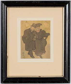 Ivar Arosenius, mixed media on paper, signed and dated -01.