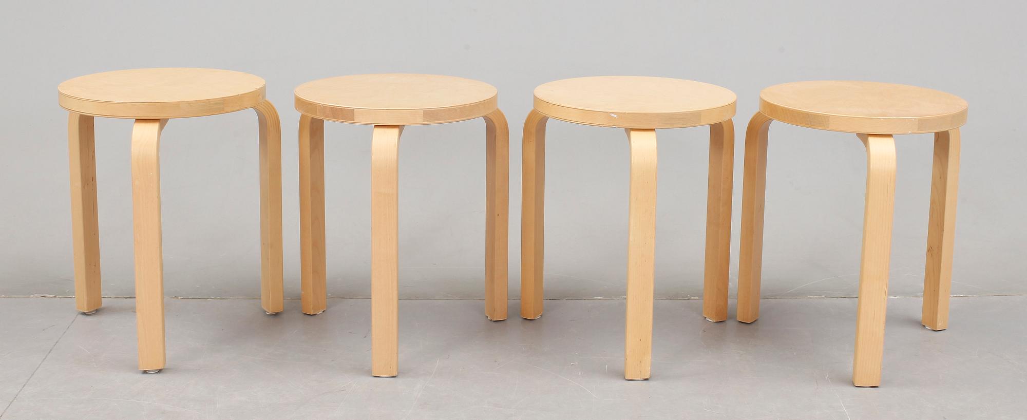 PALLAR, 4 st, modell "E 60", Alvar Aalto, Artek, formgiven 1932-33.