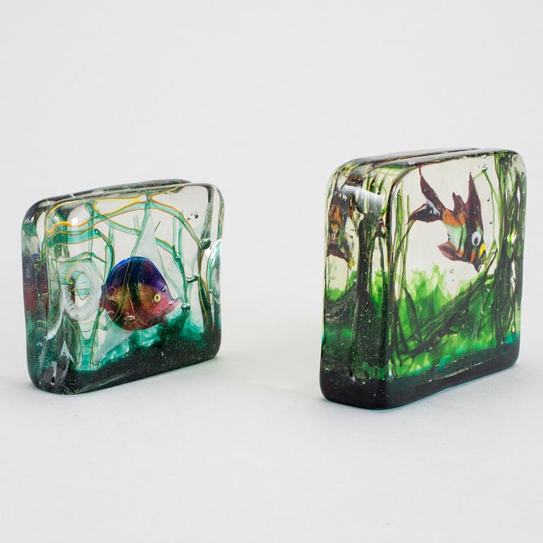 SKULPTURER, 2 st, glas, Cenedese, Murano, Italien, 1900-talets andra hälft.