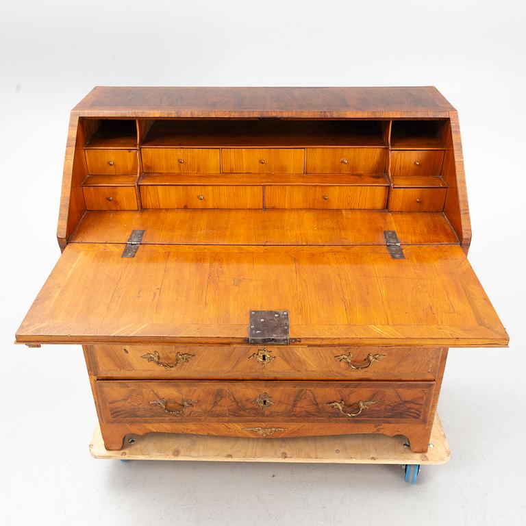 A Swedish rococo parquetry secretaire, Stockholm, later part 18th century.