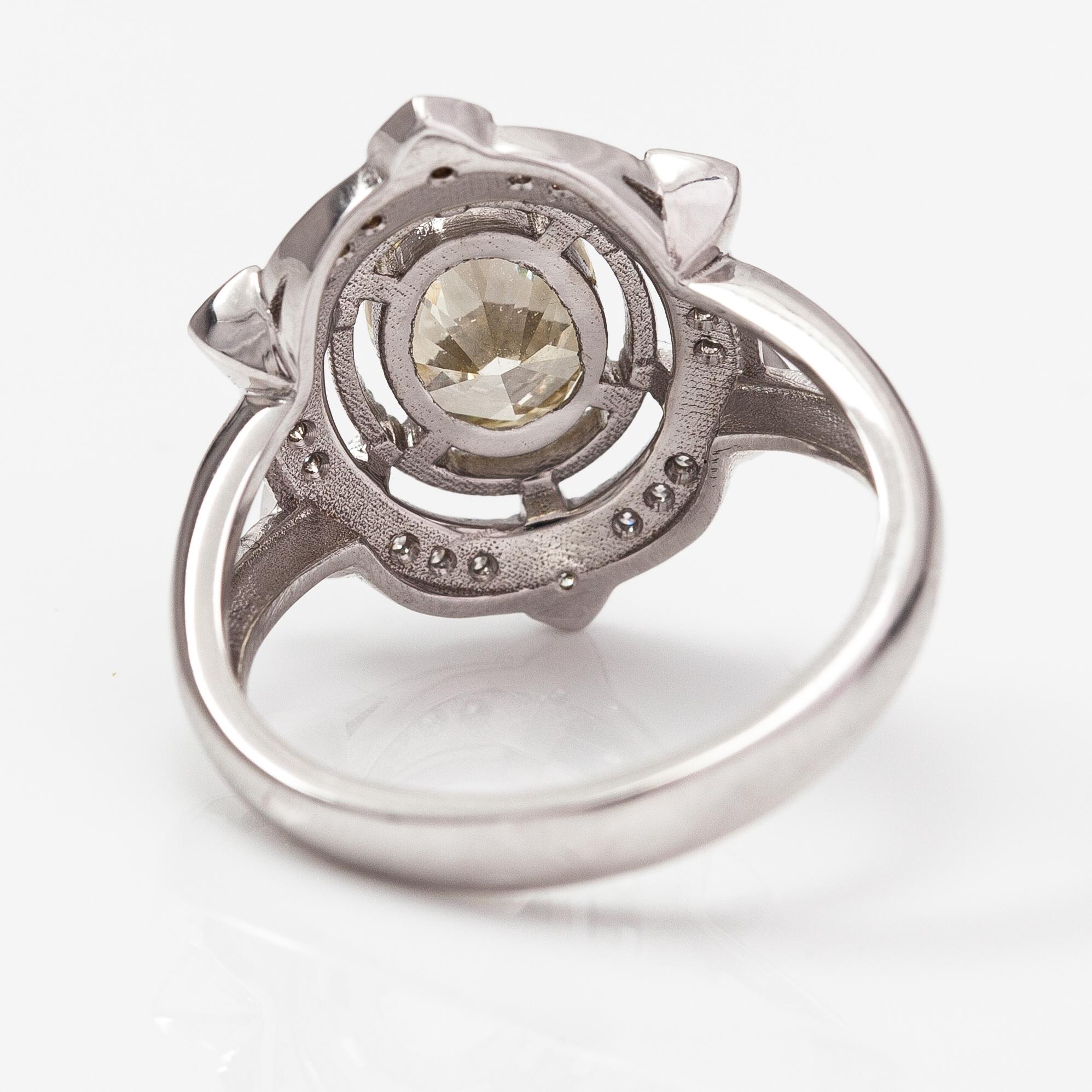 Sormus, 14K valkokultaa, timantteja n. 1.71 ct yht.