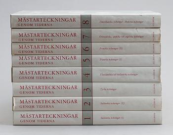 BÖCKER, 8 volymer, "Mästarteckningar Genom Tiderna", Allhems Förlag 1965.