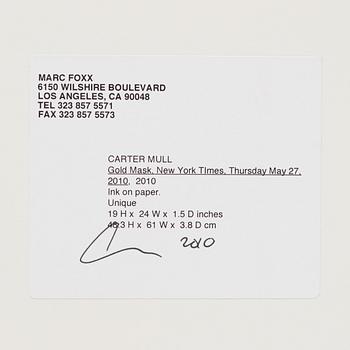 Carter Mull, "Gold Mask, New York Times, Thursday May 27, 2010".